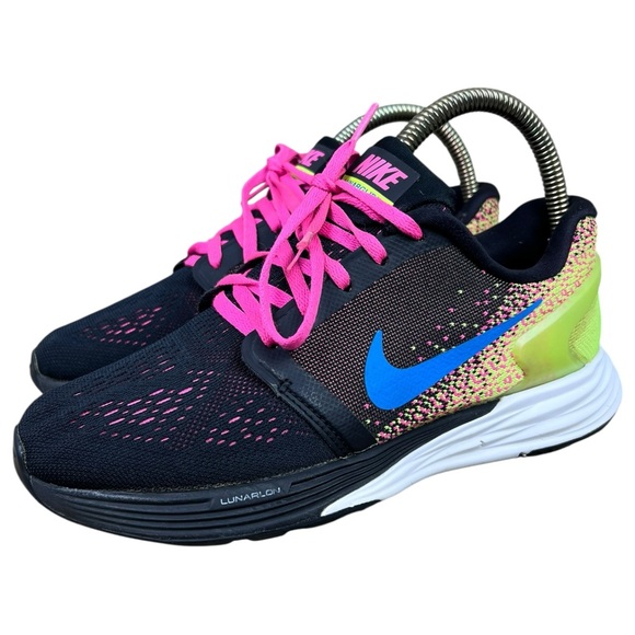 Nike Lunarglide 7 Junior-Pink, Black & White  747966-004 Size US 5Y EUR 37.5 - Picture 1 of 8